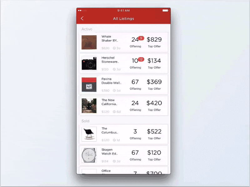 Listing Detail Interaction card commerce feed floating gallery graphic list map material metric principle statistic