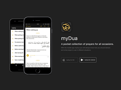 myDua App Landing page android app application icon ios app landing ui ux
