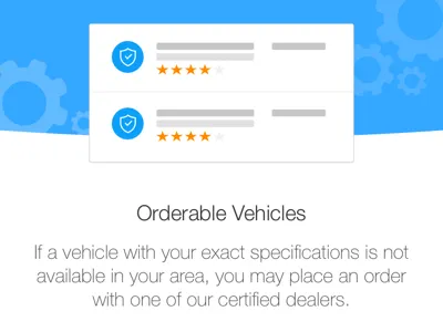 Orderable Vehicle card ios swipe walkthrough