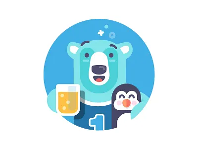 Polar Buddies - illustration beer blue character friends illustration penguin polar bear