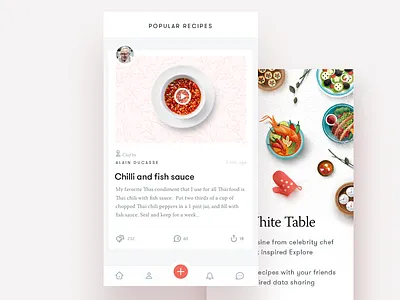 Recipe App app chef cooking food ios newsfeed onboard recipe social tab bar ui