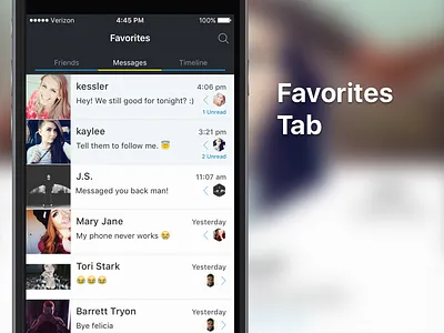TBA Twitter App - Favorites Tab app ios iphone kess messages messaging mobile timeline twitter ui