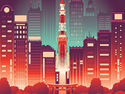 Tokyo Skyline city neon skyline tokyo