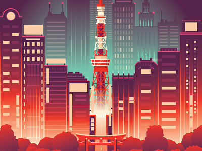 Tokyo Skyline city neon skyline tokyo