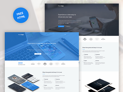 Foundapp - FREE App Landing Page app blue free html landing page off canvas