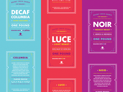 Coffee packaging labels church coffee color futura labels packaging retail