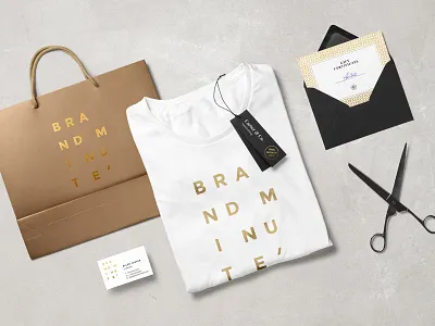 Brandminute Mockups + Freebie branding free freebie gold logo mock up mockup psd scene stationery t shirt template