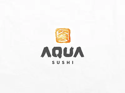 Aqua Sushi Logo aqua aquasushi brand branding fish hanko logo print salmon stamp sushi sustainable