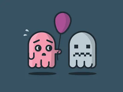A Pac Man Ghost (With a Balloon) adobe blue ion ghost illustration illustrator pacman pinky