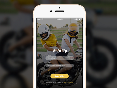 Daily UI 001 dailyui dailyui001 girl james hsu mobile mobile app design motorcycle motorcycles ohjamesy sign up ui design ux design