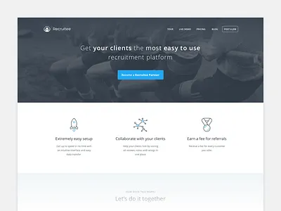 Partners landing page design header hero landing page partners poland recruitee recruiting web website