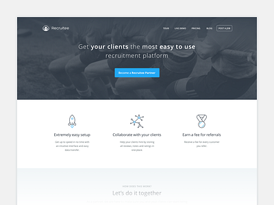 Partners landing page design header hero landing page partners poland recruitee recruiting web website