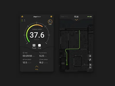 Xuanwheel-stopwatch bicycle black button design sport ui