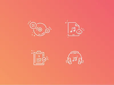 Icons icons line listen music orange send sound