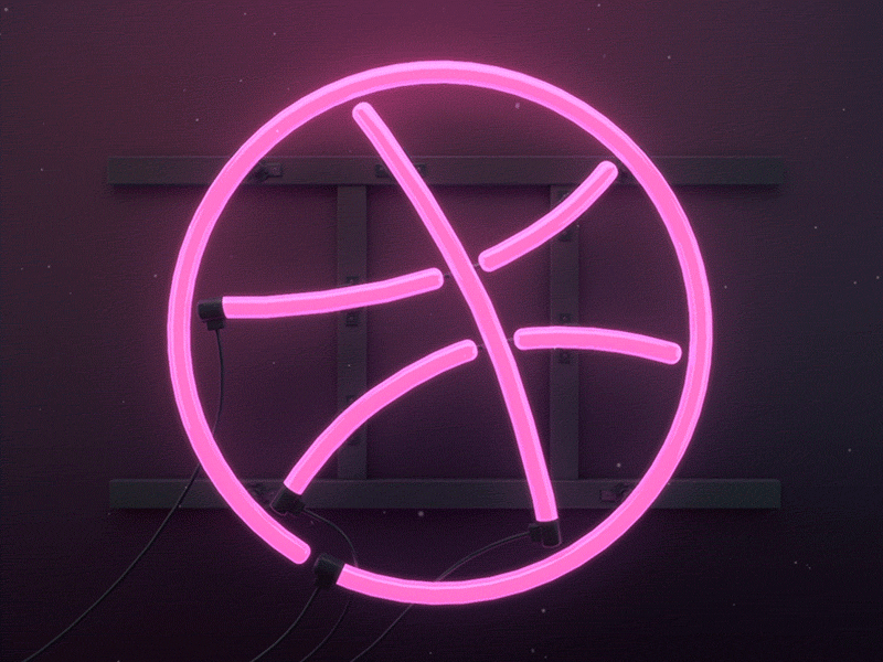 Dribbble first shot 3d c4d cinema 4d debut dribbble first shot gif invite neon neon logo thank ticket