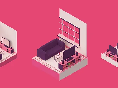 Color schemes for Winter videogame 3d colorful design game graphic happy volcano interior minimal video game winter