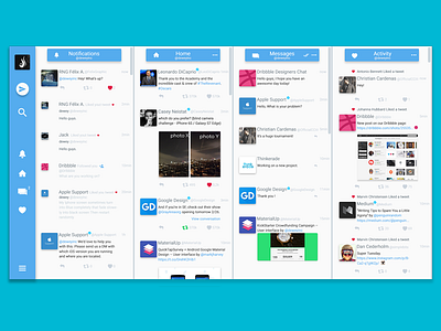 Tweetdeck re Design 2d design material re tweetdeck twitter ui