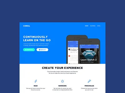 Corral landing page mockup - Final app landing design landing page one page ui ux