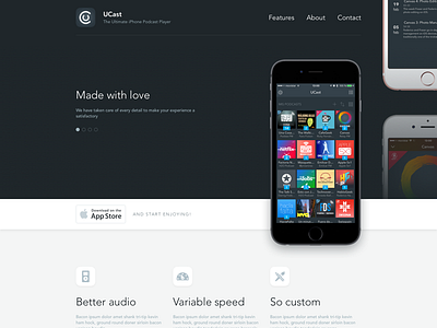 UCast – App landing page app landing page ios iphone landing landing page podcast podcasting podcasts site ucast web website
