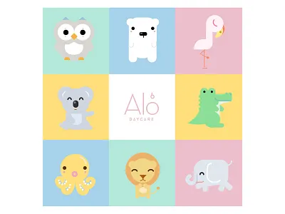 Alo Animal Character Design animals bear children education elephant flamingo kid kids koala lion octopus owl