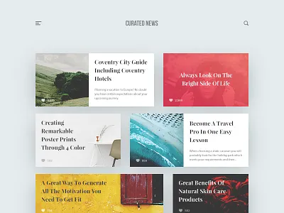 Curated For You - Day 91 #dailyui article card clean curated dailyui masonry minimal news post recommended ui ux