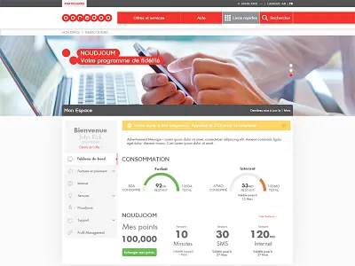 Ooredoo Algeria Customer Dashboard dashboard french ooredoo