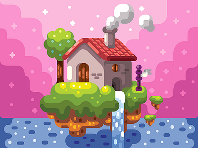 Flying House fantasy game house illustration timo vector
