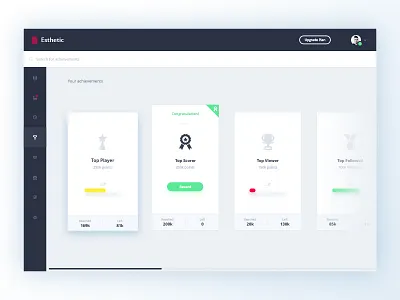 Esthetic UI Kit - Dashboard (Achievements) dashboard game kit material minimal minimalistic ui web white