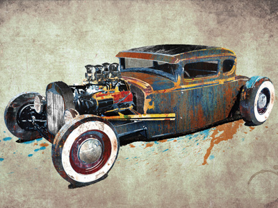 Hot Rod automobile car digital art hot rod mixed media
