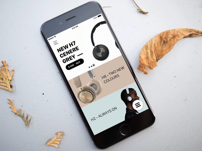 B&O Play App — FREEBIE Part II animation app freebie interaction parallax principle sketch ui uiux ux