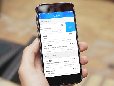 Medical app UI list view app app ui blue ui list view table