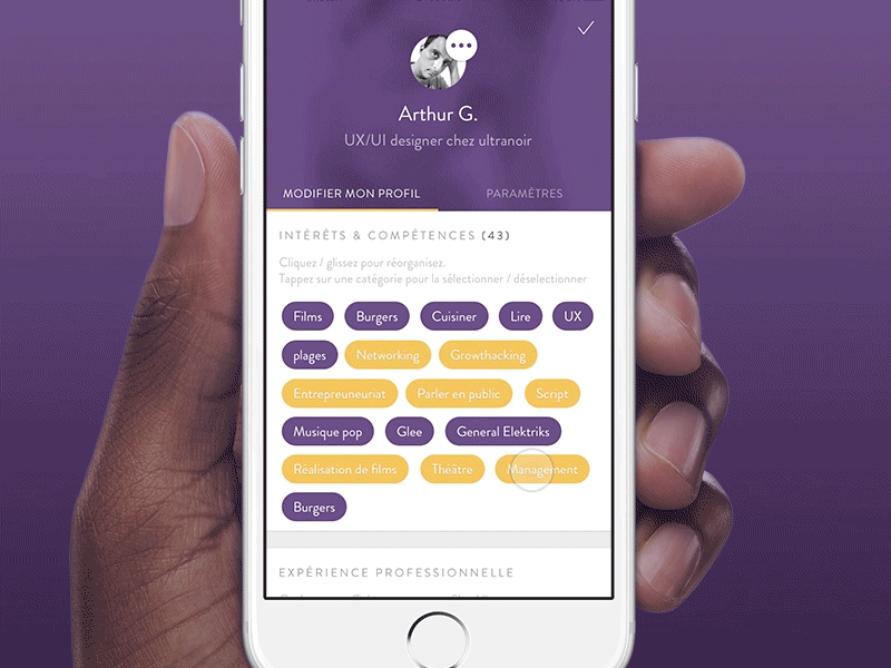 Drag and drop categories app categories hashtags mobile order principle prototype reorder ux