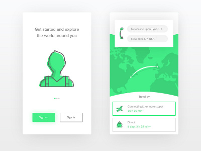 Dribbble 026 - Travel App boat clean flat flight icon iconography illustration map material plane travel