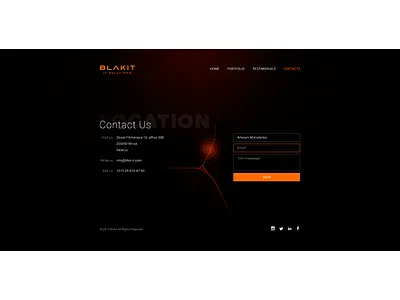 Blakit – Contact Page clean contact page dark landing page map minimal web design web site