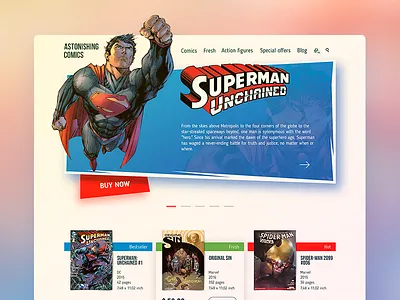 Comics Shop Home Page comics flat home ios landing page shop store ui ukraine ux web
