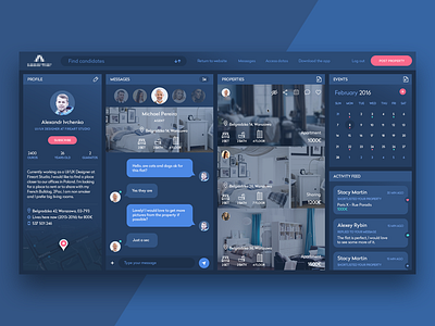 Dashboard blue clean dark dashboard fireart fireart studio flat interface profile ui ux web