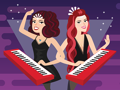 SÍGNY austin band card electropop flat illustration keyboards music musicians poster signy vector