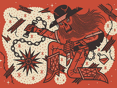 VARADO: A Body of Work "Bludgeoned By The Stars" art death desert draw flail illustration motorcycle red risograph varado