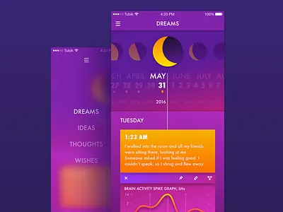 Dreamcatcher app app application bright calendar color concept design ios minimal mobile ui ux