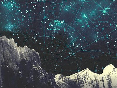 Planet and Star series #2 cliffs constellation matte mountains painting planet space stars