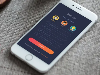Sign up app form mobile sign up user interface