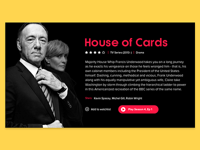 Movie Card black version clean concept dailyui design flat house of cards material design minimal modern netflix ui ux