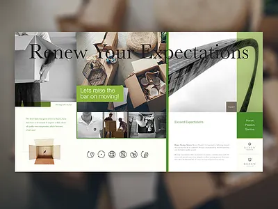 Renew Transfer Mood Board brand design green high end interface luxury mood board moodboard movers moving ui