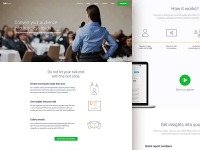 TalkBook Landing Page clean icons landing page line icons minimalistic simple web