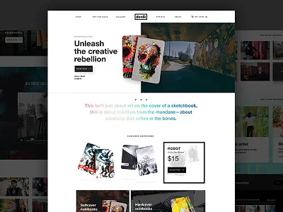 Denik Website ecommerce hero homepage landing notebook rebellion shop skate store youth