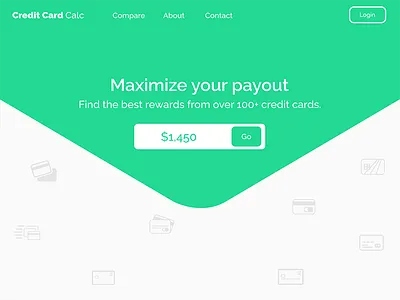 Credit Card Calc calculator credit card green landing material design minimal numbers page web