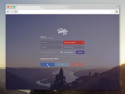 Podify Login app clean dashboard landscape login photoshop podcast ui