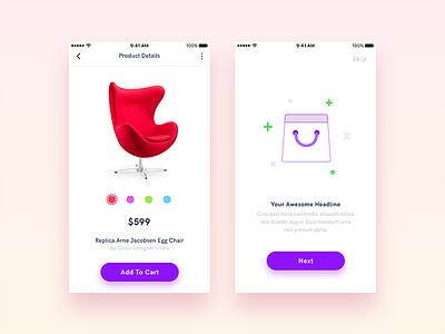 iOS Gui Kit - Vol 1 - Sneak Peek app design ios iphone minimal shop store ui ux walkthrough