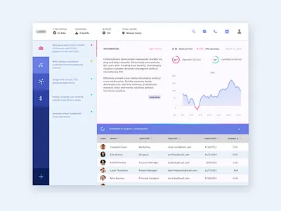 Financial App Concept chart data desktop flat stats table tasks users