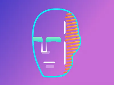 Mannequin face gradient illustration line mannequin ombre retro